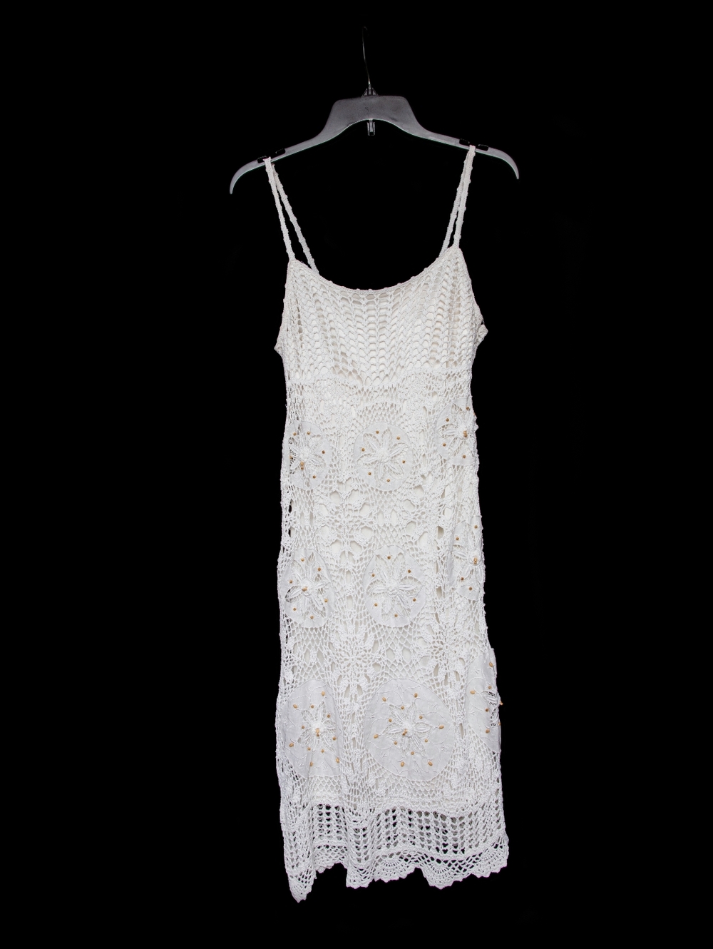 Sue Wong Y2K White Cream beaded crochted Cocktail Dress 12